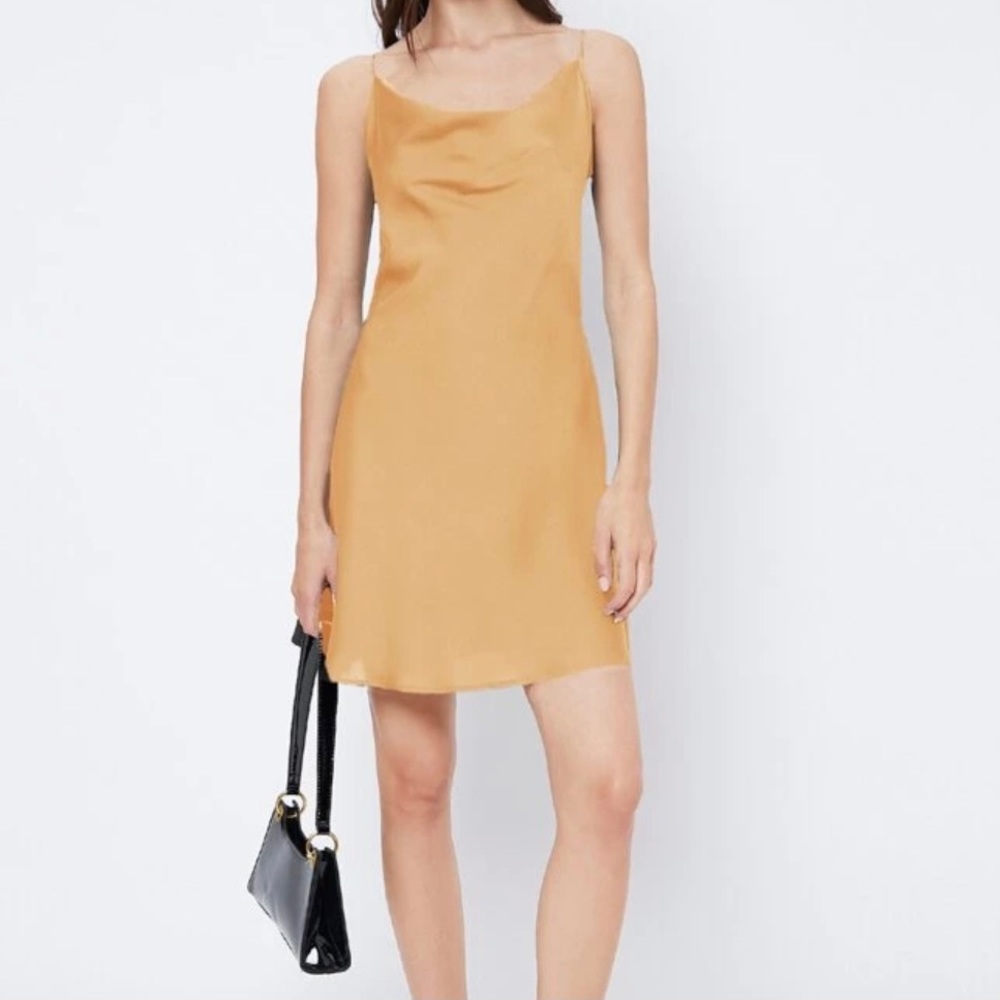 Yellow cowl neck cami dress